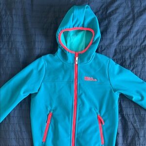 Jack Wolfskin Teal Hooded Jacket with Pink Accents